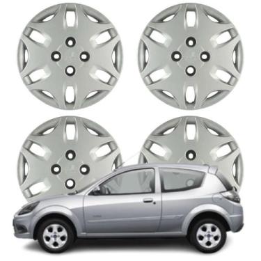 Imagem de Jogo Calota Aro 14 Ford KA 2011-2012 Cubo Baixo Prata - Grid Calotas