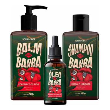 Imagem de Kit Balm Óleo E Shampoo Para Barba Guaraná Don Alcides