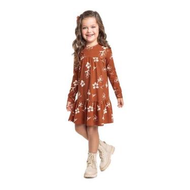 Imagem de Vestido Manga Longa Floral Bee Loop, Marrom