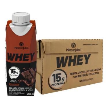 Imagem de Kit 12 Bebida Lactea Whey 15g Piracanjuba Chocolate 250ml