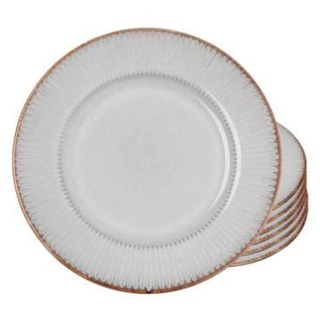 Imagem de Jogo Pratos De Sobremesa Kit 6 Peças 20cm Linear Cerâmica Lyor Rustico