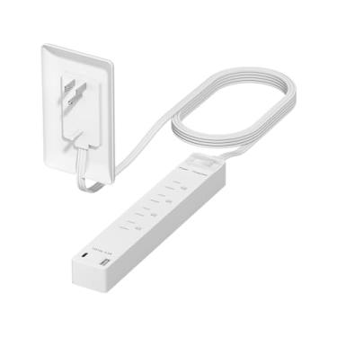 Imagem de LIDER Extensor De Tomada Com Proteção Contra Surtos, Filtro De Linha Com 4 Tomadas, 1 Porta Usb Tipo A E 1 Porta Usb Tipo C, Plugue De Parede Ultrafino Com Extensor De Cabo, Face Plana, Design Fino