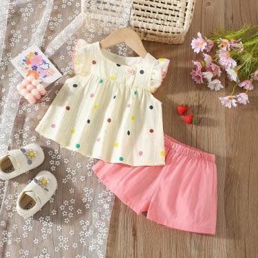 Imagem de Conjunto De Praia Para Bebê Menina Com Estampa De Bolinhas Coloridas, 