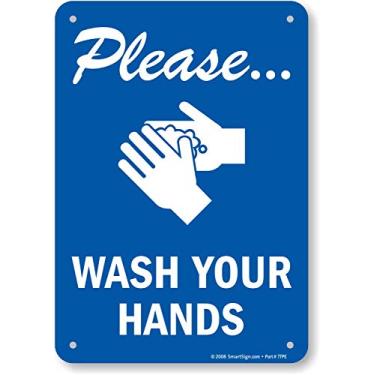 Imagem de SmartSign - Placa S-4868-PL-10 "Please Wash Your Hands" | Plástico de 17,78 cm x 25,40 cm