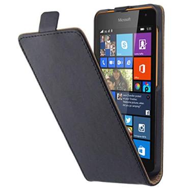 Imagem de LIYONG Capa para celular com botão magnético vertical, capa de couro para Microsoft Lumia 535 sacos