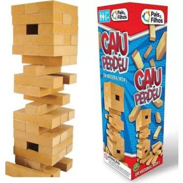 Imagem de Jogo Caiu Perdeu Torre de Madeira com 54 Blocos