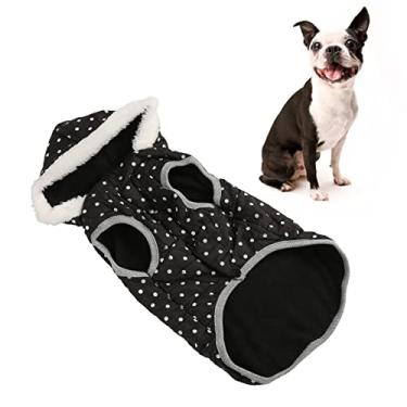 Imagem de Casaco para cachorro à prova de vento, elegante bolinhas com capuz para cachorro quente casacos para cachorro casaco com capuz para cachorro em clima frio para cachorro inverno frio (S)