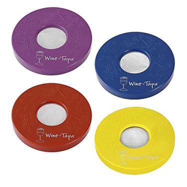 Imagem de Tampas de copo de bebida Wine Tapa - Mantenha os insetos longe do vinho Gl ao ar livre - Use como capa para canecas de café, latas de refrigerante e bebida Gl de todos os tamanhos, conjunto de 4 capas de bebida sem derramamento (Monaco)