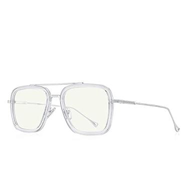 Imagem de Óculos de bloqueio de luz anti-raio azul com armação de liga para homens e mulheres Óculos de computador quadrados transparentes