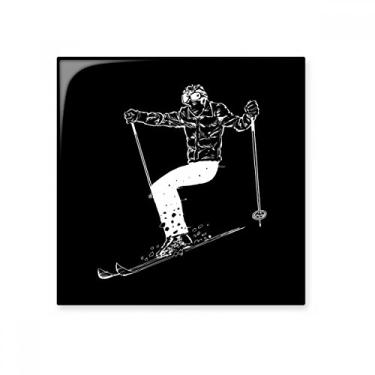 Imagem de Pedra adorna de tijolo vitrificado com azulejo de cerâmica para esportes de inverno preto