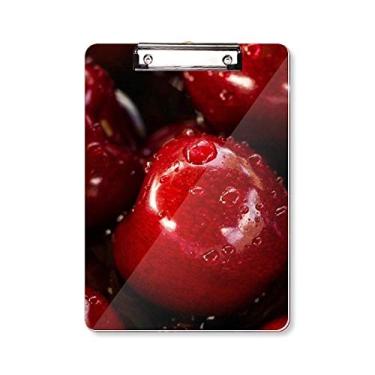 Imagem de Moldura de frutas vermelhas temperadas para prancheta de cereja, pasta, bloco de notas A4