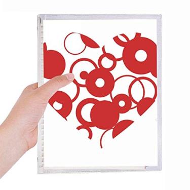 Imagem de Caderno vermelho de Dia dos Namorados com anel de coração e folhas soltas para diário recarregável