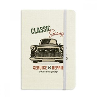Imagem de Caderno clássico preto com estampa de reparo de carros, capa dura em tecido oficial