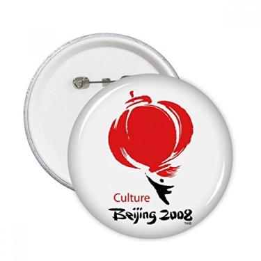 Imagem de Lanterna chinesa tradicional padrão vermelho pinos redondos distintivo decoração roupas 5 peças presente