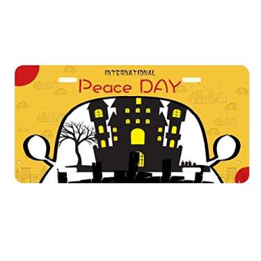 Imagem de DIYthinker Placa de carro de Halloween Brightly Lit Castle para decoração de carro Dia da Paz