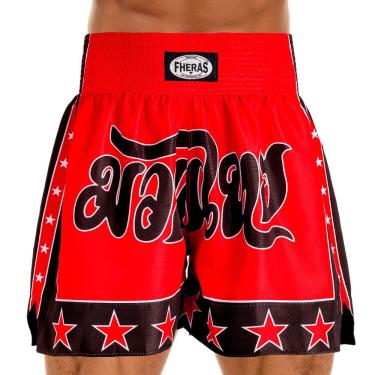 Imagem de Shorts Muay Thai Boxe Bermuda Calção Modelo Estrela Vermelho