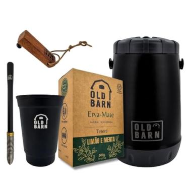 Imagem de Kit De Tereré Old Barn Completo Garrafa 2,5l Cuia 350ml Bomba Inox Mola Erva Limão 500g Cor:Preto