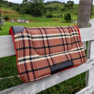 Imagem de Manta Para Sela De Cavalo Baixeiro para Arreio Reforçado (Xadrez Vermelha)