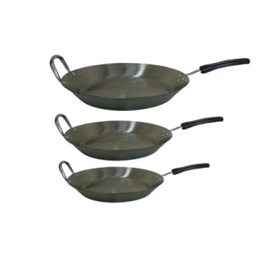 Imagem de Kit Frigideiras em Aço Inox Cabo Baquelite Chapa 2mm Fritura