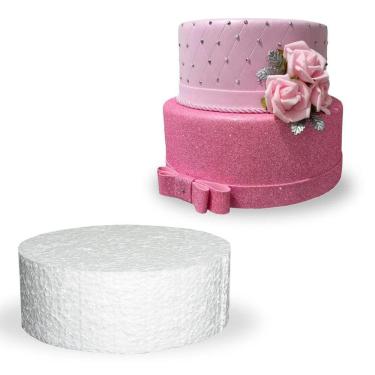 Imagem de Base Isopor Redondo Decorar Bolo Fake 30X10Cm