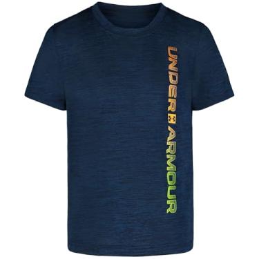 Imagem de Under Armour Camiseta masculina clássica com logotipo, estampa de marca de palavras e designs de beisebol, gola redonda, Grafite azul, vertical, 6