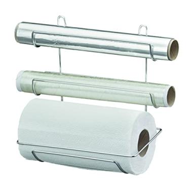 Imagem de Porta Papel Toalha de Parede Suporte Suspenso Triplo para Rolos Alumínio Filme PVC