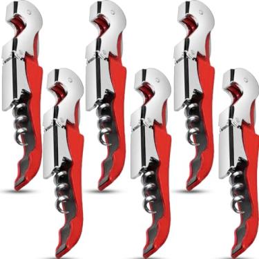 Imagem de cssopenss 6 peças chave de vinho abridor de vinho saca-rolhas profissional garçom abridor de garrafa de aço inoxidável chave de corte de folha serrilhada dobrável para família, festa da empresa,