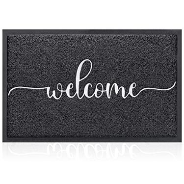 Imagem de AAZZKANG Tapete de boas-vindas grande 91,44 cm x 61,04 cm antiderrapante durável tapete de porta externa ultra absorvente lama fácil de limpar capacho interno para porta da frente, entrada, áreas de alto tráfego preto