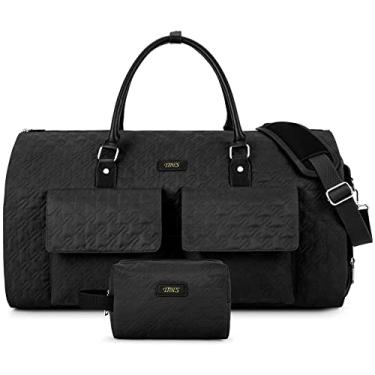 Imagem de Bolsa de viagem conversível 2 em 1 com nécessaire – bolsa esportiva grande de mão para homens e mulheres, ideal para roupas, ternos e viagens curtas, conjunto com 4 peças, A1 - preto, L