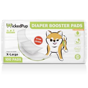 Imagem de WICKEDPUP Forros de fraldas para cães machos e fêmeas, 100 unidades | Inserções descartáveis de fraldas para cães servem na maioria das faixas de barriga reutilizáveis para animais de estimação, envoltórios de cobertura e calcinhas laváveis (GG (novo))