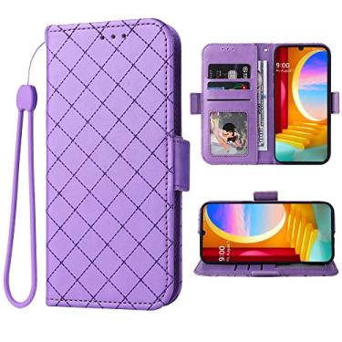 Imagem de Furiet Compatível com LG Velvet 5G/LGVelvet Verizon G5 UW T-Mobile 2020 Capa carteira com alça de pulso e suporte de cartão flip de couro para celular LM G900UM 4G Tmobile mulheres homens roxo