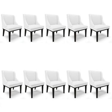Imagem de Kit 10 Cadeiras Estofadas Sala De Jantar Base Fixa De Madeira