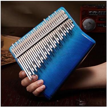 Imagem de Piano de polegar Kalimba Instrumento de piano de dedo de 34 teclas feito de madeira de juta, presente de feriado criativo (azul)