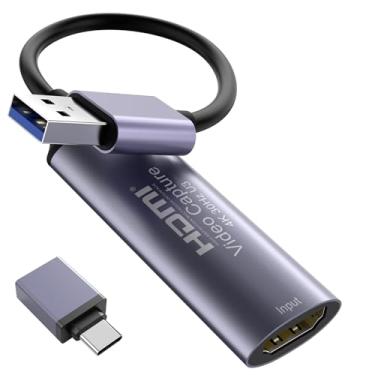Imagem de Dbilida Placa de captura de vídeo, transmita e grave em YUY2 1080P 60FPS USB 3.0 HDMI para USB A/USB C, placa de captura HDMI para Nintendo Switch, PS5, PS4/Pro, Xbox Series X/S, Xbox One X/S, OBS e