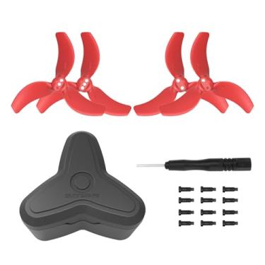 Imagem de Generic Substituição de hélices de drone, caixa de armazenamento de hélice, capa protetora compatível com acessórios de drone Avata 2 (vermelho (2 pares) + caixa)