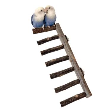 Imagem de Poleiros de pássaros de madeira natural, poleiro, escada de papagaio, hamster, brinquedos de escalada, suporte de madeira natural, brinquedo de mastigar papagaio para animais pequenos (7 degraus)
