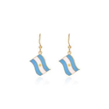 Imagem de Firopia Coleção de brincos olímpicos com bandeira para mulheres e meninas brincos patrióticos para jogos olímpicos, Sem pedra preciosa