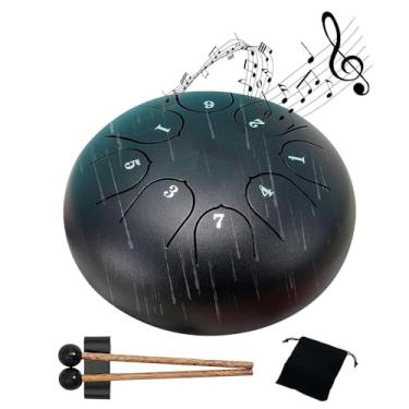Imagem de Tambor de chuva, tambor de chuva para o exterior quando chove, 15 cm 8 notas, tambor de chuva musical à prova d'água, aproveite a sinfonia de chuva (preto)