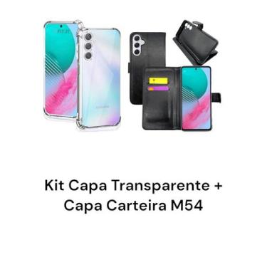 Imagem de Kit Capa Capinha Transparente + Capa Carteira Preta Para Samsung Galax