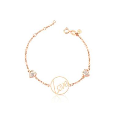 Imagem de Pulseira Love com Zircônias Revestida em Ouro Rosê - VL ACCESSOIRES