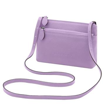 Imagem de Bolsa Transversal Feminina de Couro Bovino Legítimo c/Alça Ajustável Mariart Ágata (Violeta)