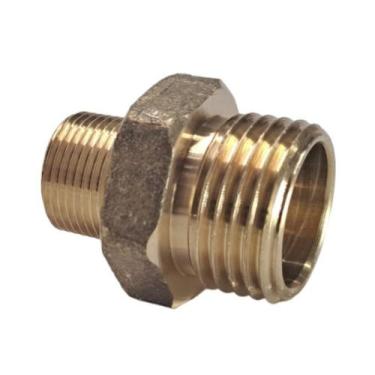 Imagem de Niple Sextavado Latão Rosca 1/2 x M14 Amarelo - Metais Rei, amarelo