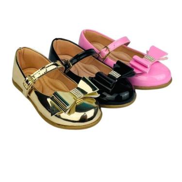 Imagem de Kit Com 3 Pares Sapatilha Infantil Menina Boneca Verniz Confortável SP