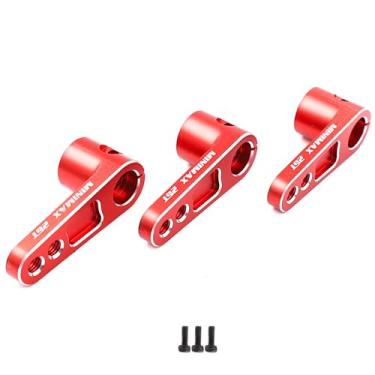 Imagem de Raflot 3PCS 25T Servo Horn Aluminum Alloy Servo Arm for Futaba Savox Power HD Servos Motor Replacement for 1/8 1/10 RC Off-Road Crawler Drift Racing Car(Red)