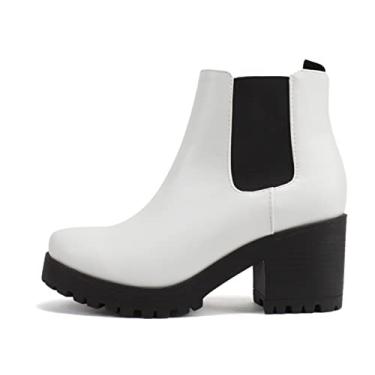 Imagem de Soda Top Shoes Jaber Ankle Boot W Lug Sole elástico e salto grosso, Poliuretano branco, 36