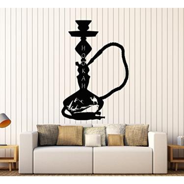 Imagem de DesignToRefine Decalque de parede de vinil narguilé fumaça egípcio shisha adesivos grande decoração (836ig) verde escuro