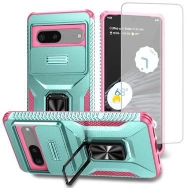 Imagem de Vavies Capa para Pixel 7A, capa para Pixel 7A G0DZQ com protetor de tela de vidro temperado e capa de câmera deslizante, anel magnético suporte para carro capa à prova de choque para Google Pixel 7A