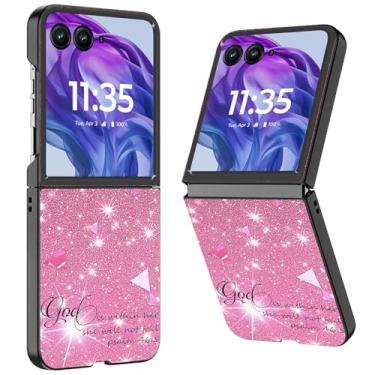 Imagem de WZCJDHMJ Capa para Motorola Razr Plus 2025/2024, fina, fina, rígida, policarbonato, antiarranhões, capa protetora à prova de choque para Moto Razr 50 Ultra, glitter rosa