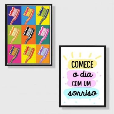 Imagem de Kit 2 Quadros Dentista Pop Arte 24x18cm - com vidro - Quadros On-line,