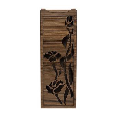 Imagem de Caixa Porta Vinho Modelo Rosa 12,3x9x36 Mdf Madeira Pintado Imbuia - A